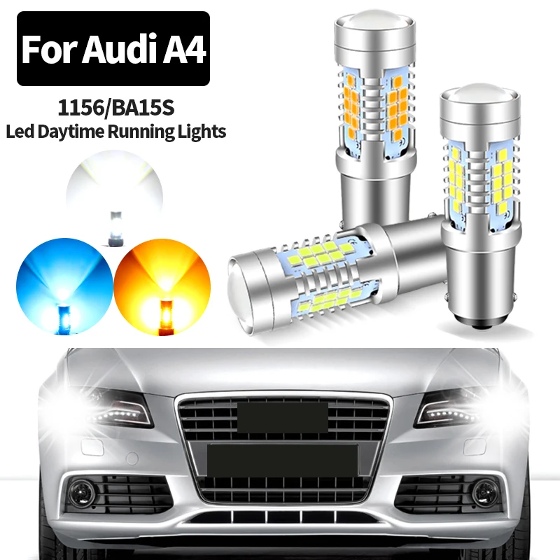 

2pcs Canbus No Error LED Daytime Running Lights DRL Lamp P21W BA15S 1156 For Audi A4 B7 2005-2008 with bi-xenon Car Accessories