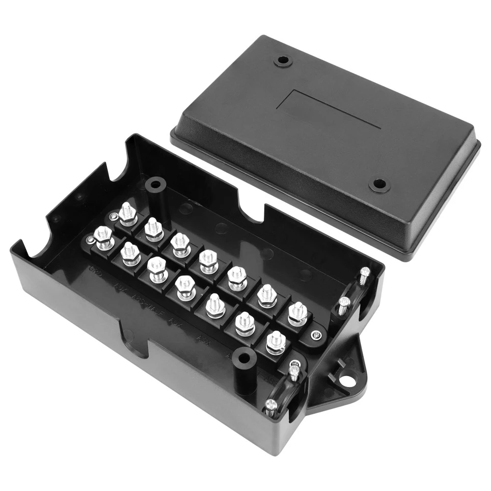 

5601114 14 Terminal Junction Box Polymer Box With Plain Terminals Weather-Resistant for Truck Wiring Semi-Truck Accessories