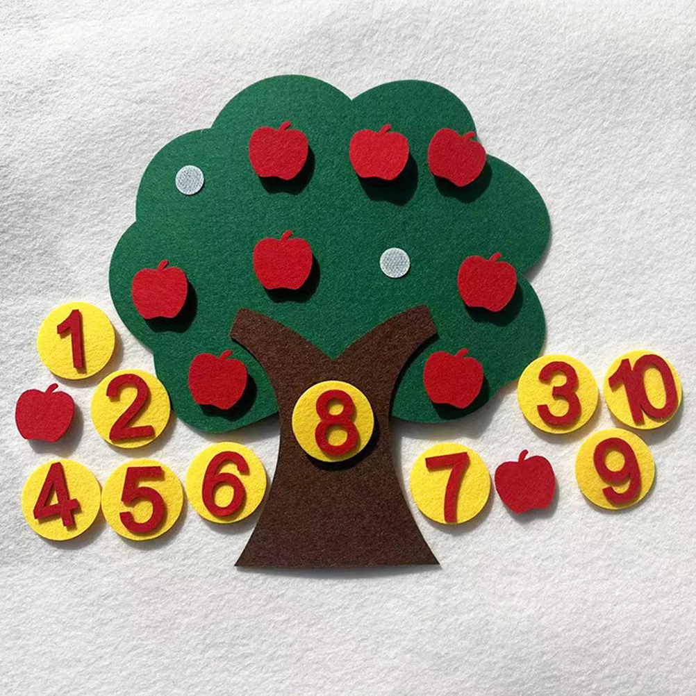 2 Sets Apple Tree Numbers Kids Toy Children Manual Matching Game Non-woven Educational Toys Digital