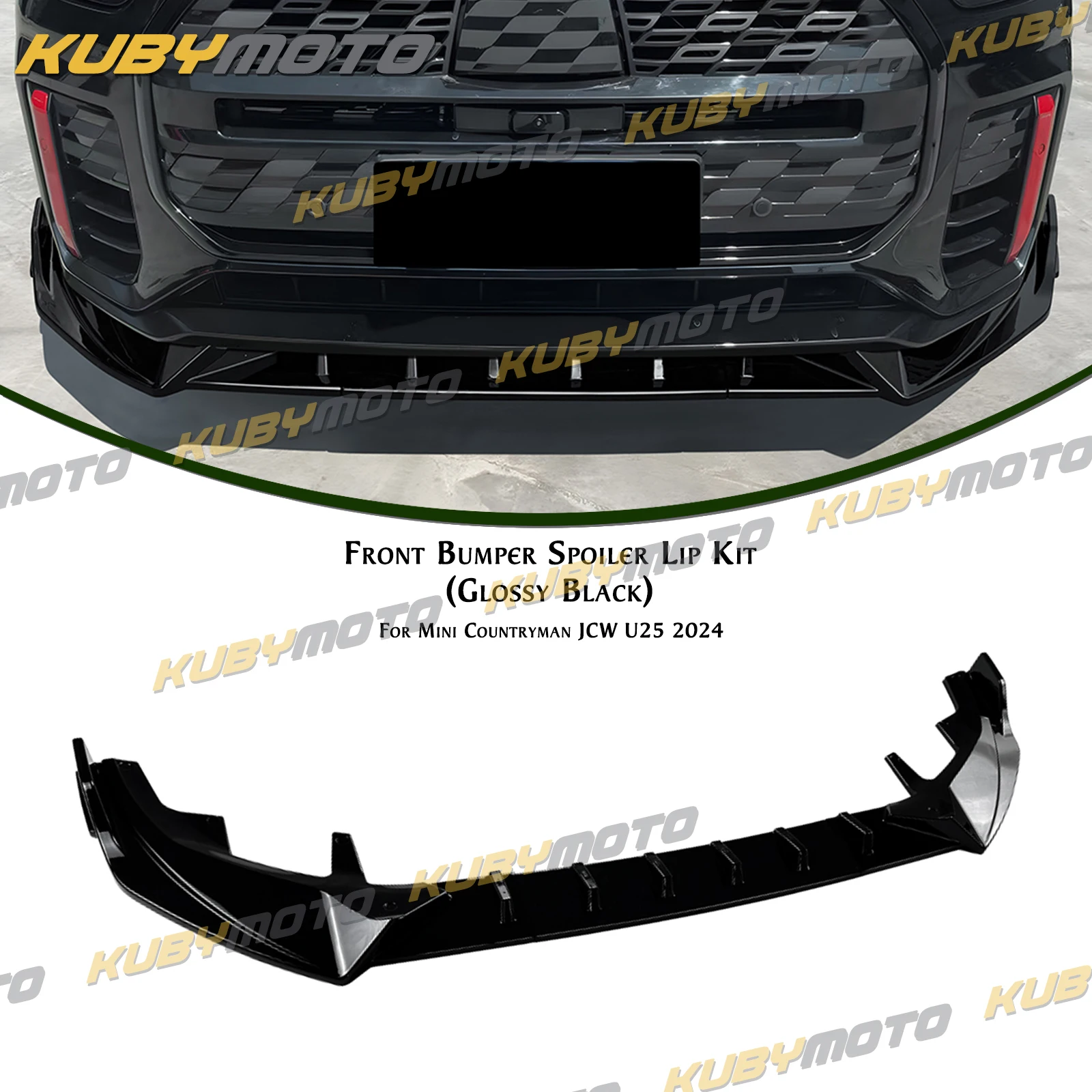 For Mini Cooper JCW F65 F66 F67 2024-2027 Front Bumper Spoiler Lip Splitter Lower Blade Protector Glossy Black/Carbon Printed