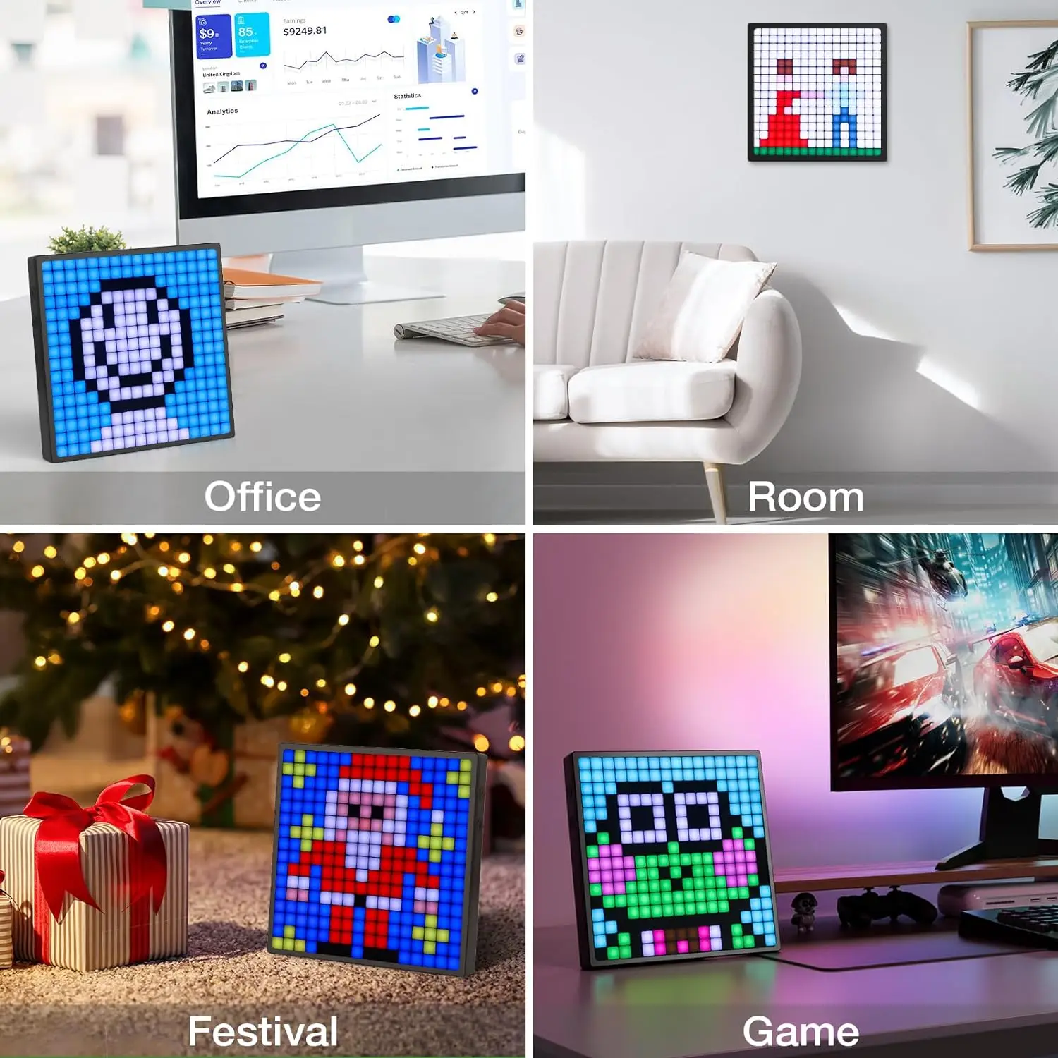 LED Pixel Display APP Control Programmable Night Light DIY Text Pattern Animation For Home Decoration, Bedroom, Game Room, Bar