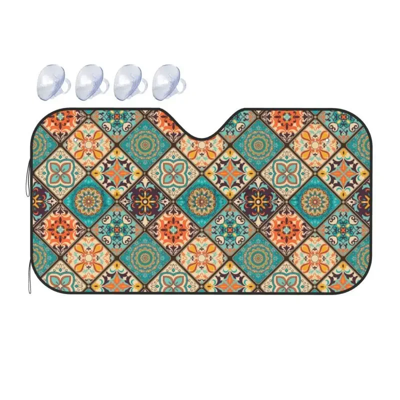 

Бохо красочный Мандала лобовое стекло солнцезащитный козырек автомобиля переднее окно солнцезащитный козырек складной солнцезащитный козырек блоки УФ-лучи 55x30 дюймов