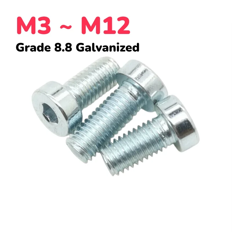 M3 ~ M12 Grade 8.8 Galvanized Carbon Steel Thin Low Short Profile Head Allen Cap Screw Hex Hexagon Socket Screws