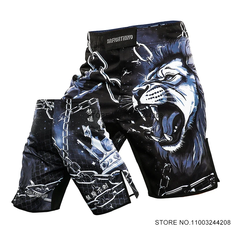 

MMA Shorts Men Muay Thai Boxing Shorts Lion Print Technical Performance Training Competition Martial Arts Kickboxing Fight Pants