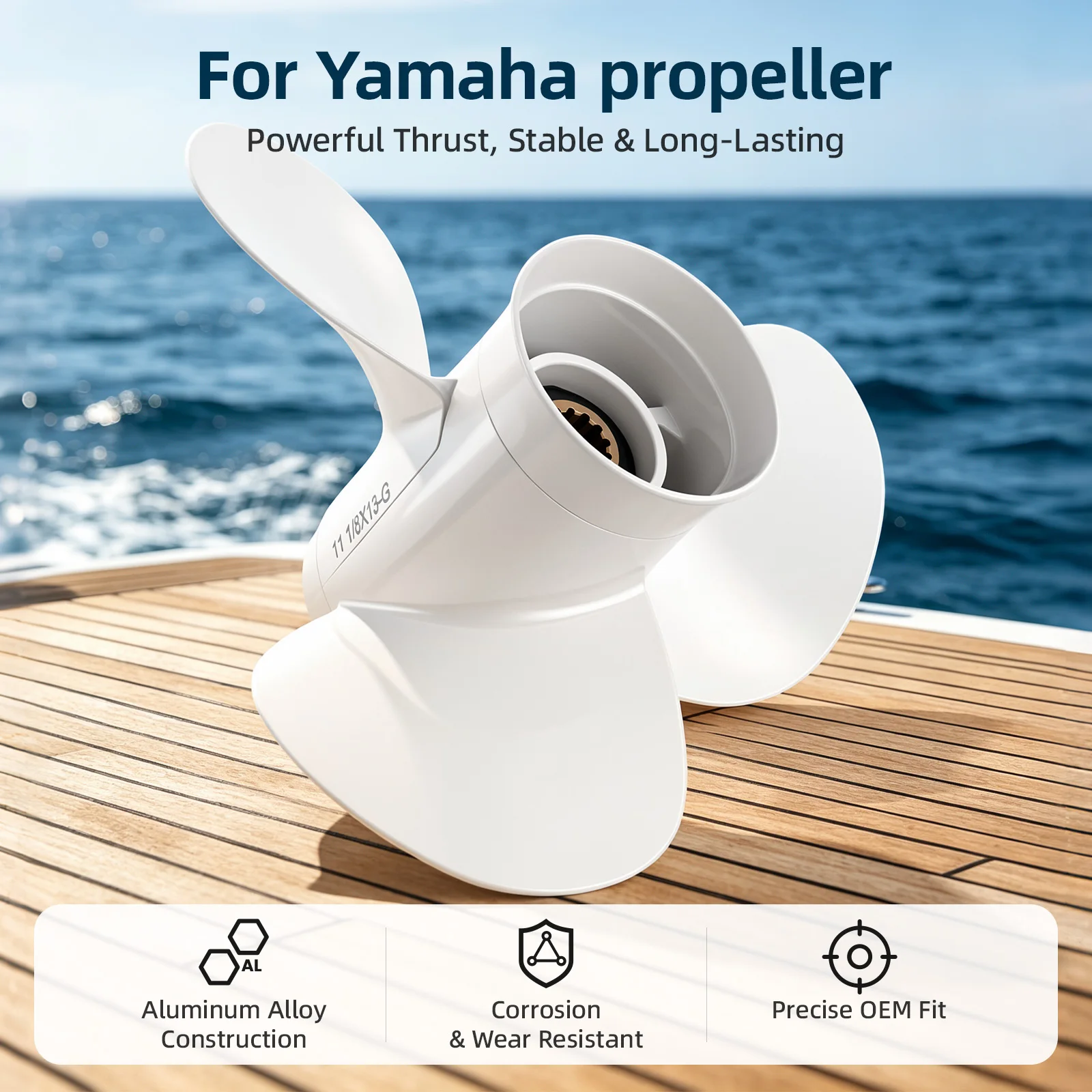 633-45945-02-EL Marine Propeller 11 1/8 * 13 For Yamaha 40 48 50 60 hp Aluminum Alloy Screw Marine Engine 3 Blade 13 Spline