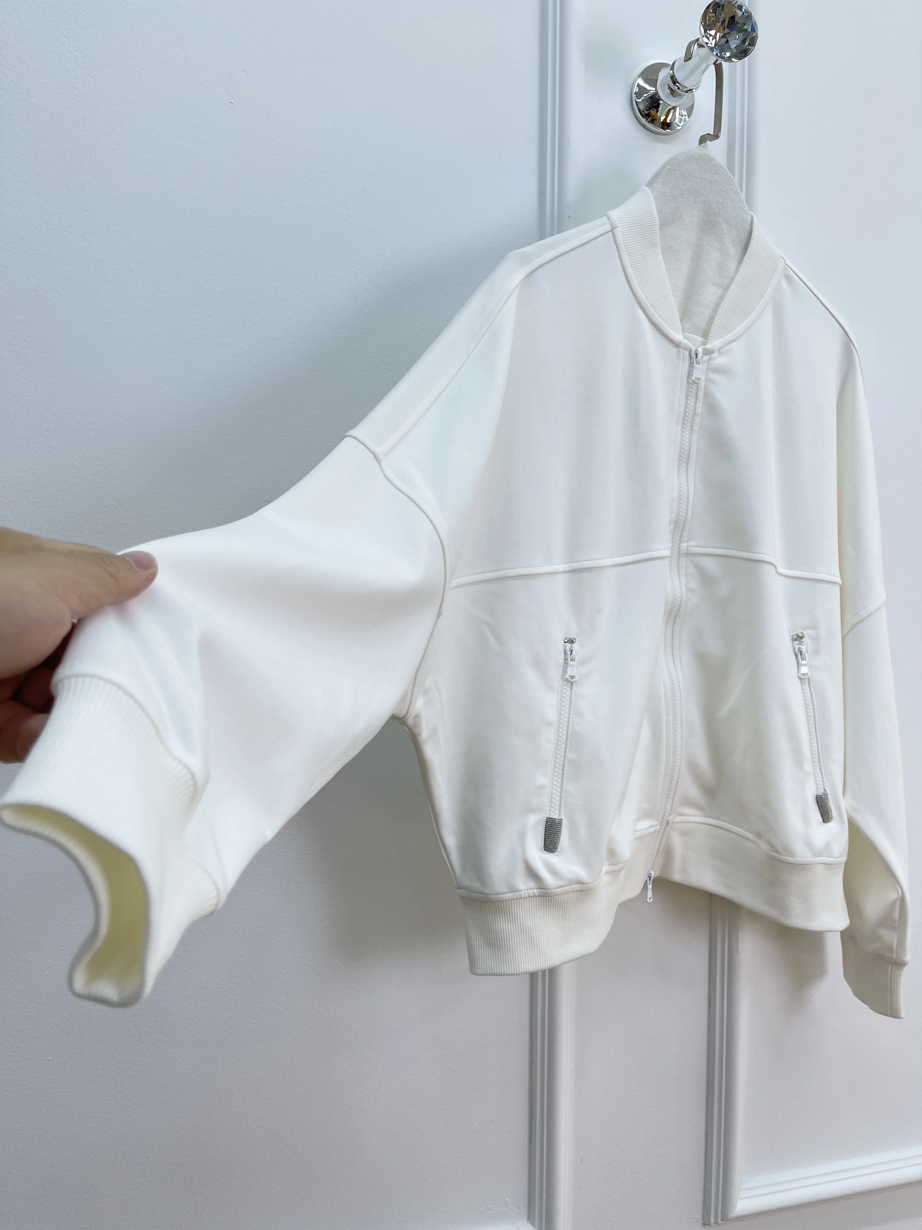 Spring And Summer New Baseball Collar Sweater Suit Zipper Casual Jacket With Elastic Waist Trousers Women'S Clothing