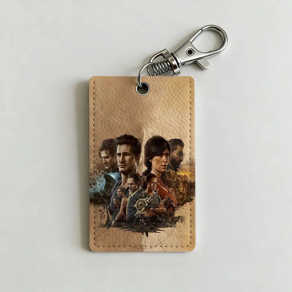 Sic Parvis M-Magna Uncharted Card Case Leather Card Holder Keychain Key Ring Door Access Tags ID Card Case Keychain