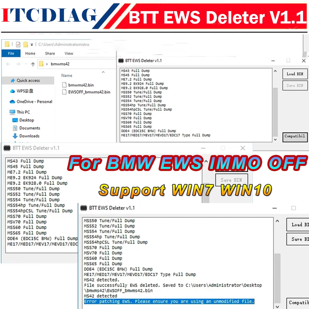 

BTT EWS удалитель V1.1 для BMW IMMO OFF BTT EWS CAS удаления для MS41 MS42 MS43 MS45 ME7.2 ME9.2 MSS54 ME17/MED17/MEV17/MEVD17/EDC17