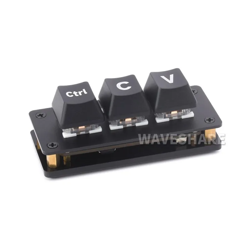 Waveshare 3-Key Development Board, Ctrl C/V Shortcut Keyboard For Programmers, Adopts RP2040 Microcontroller Chip