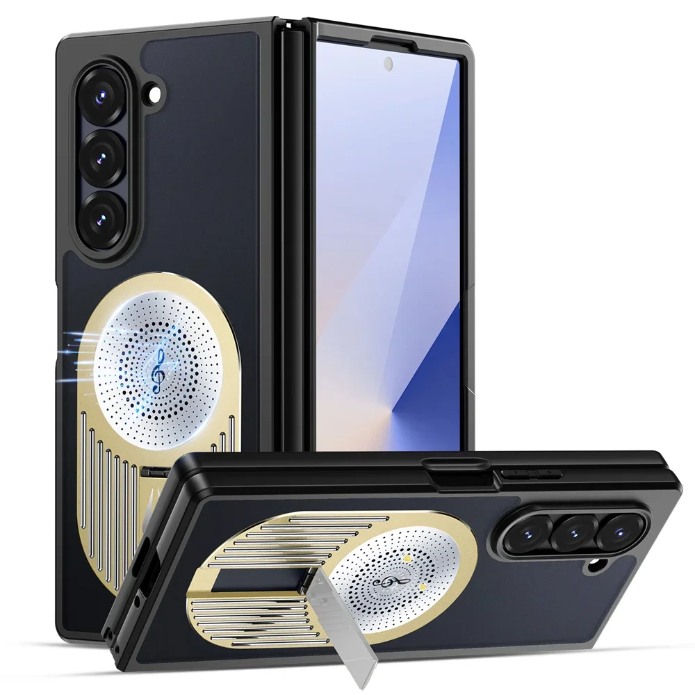 

For Samsung Galaxy Z Fold 6 5 Case Aromatherapy Metal Magnetic car Phone holder Charge PC Armor Shockproof Folding Cover Fold5