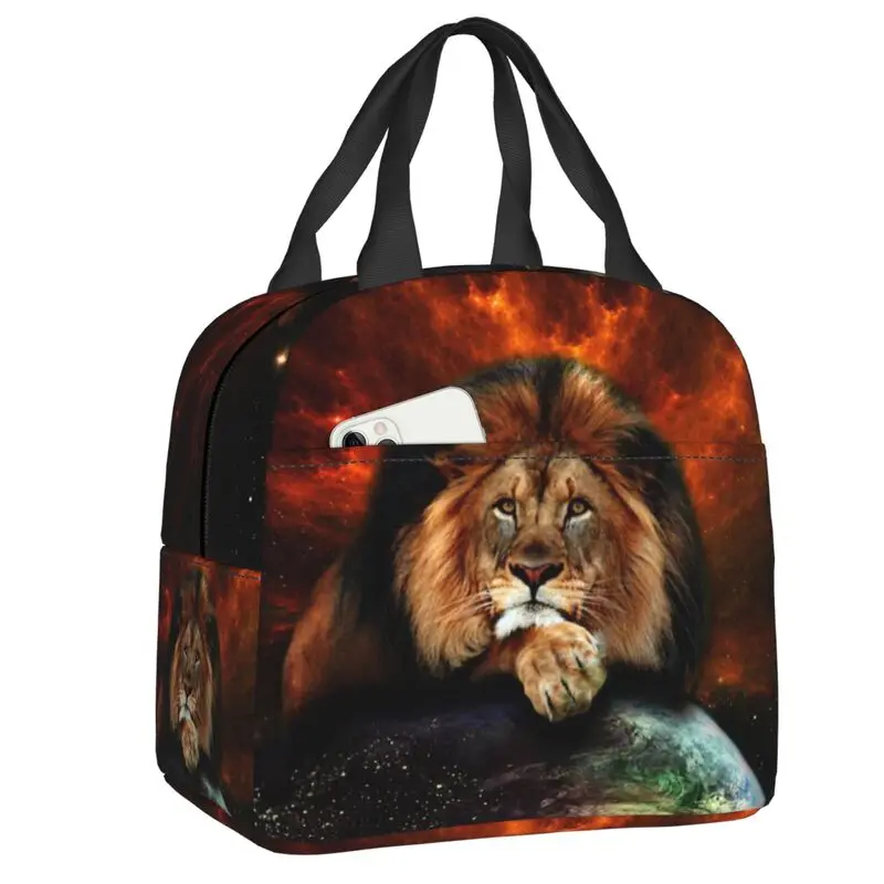 Lion Of Judah Thermal Insulated Lunch Bag Women Jesus Christian Faith Judah Portable Lunch Tote for School Children Food Box