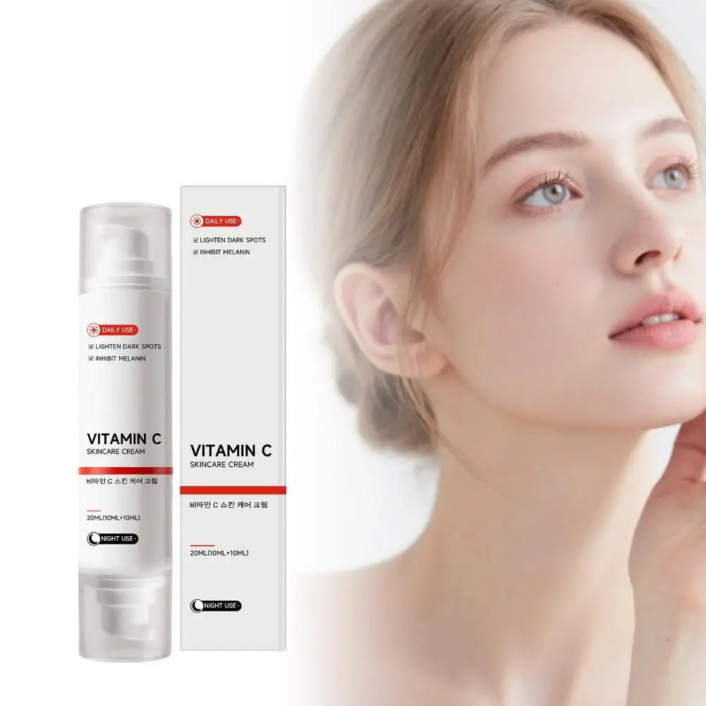 Dual‑Chamber Vitamin C Facial Moisturizer Cream 20ml,Day & Night Separate Formula for Improving Uneven Skin Tone,Daily Skin Care