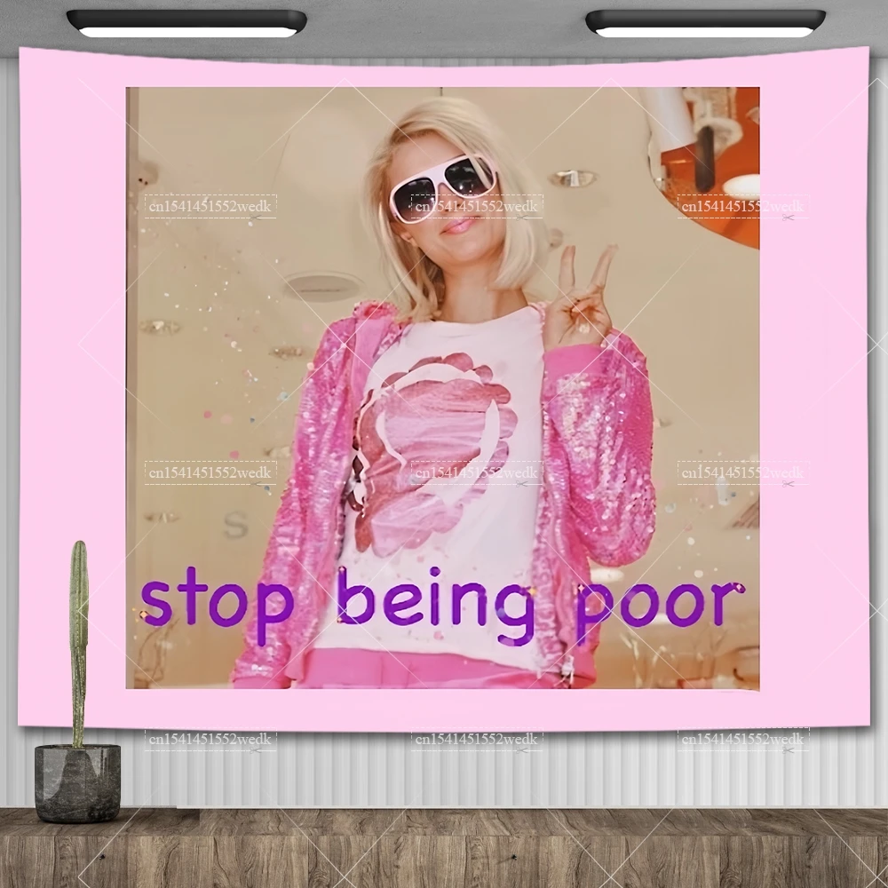 Stop Being Jealous Tapestry Aesthetic Room Decor Funny Y2k Pink Tapestry Wall Hanging Bedroom Decoration College Flag Banner