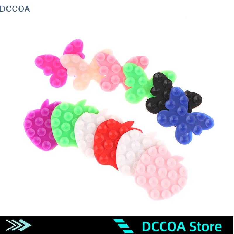 1Pc Butterfly Shaped Silicone Pad For Mobile Phone Fixture Suction Cup Backed Adhesive Silicone Fixed Sucker Pad