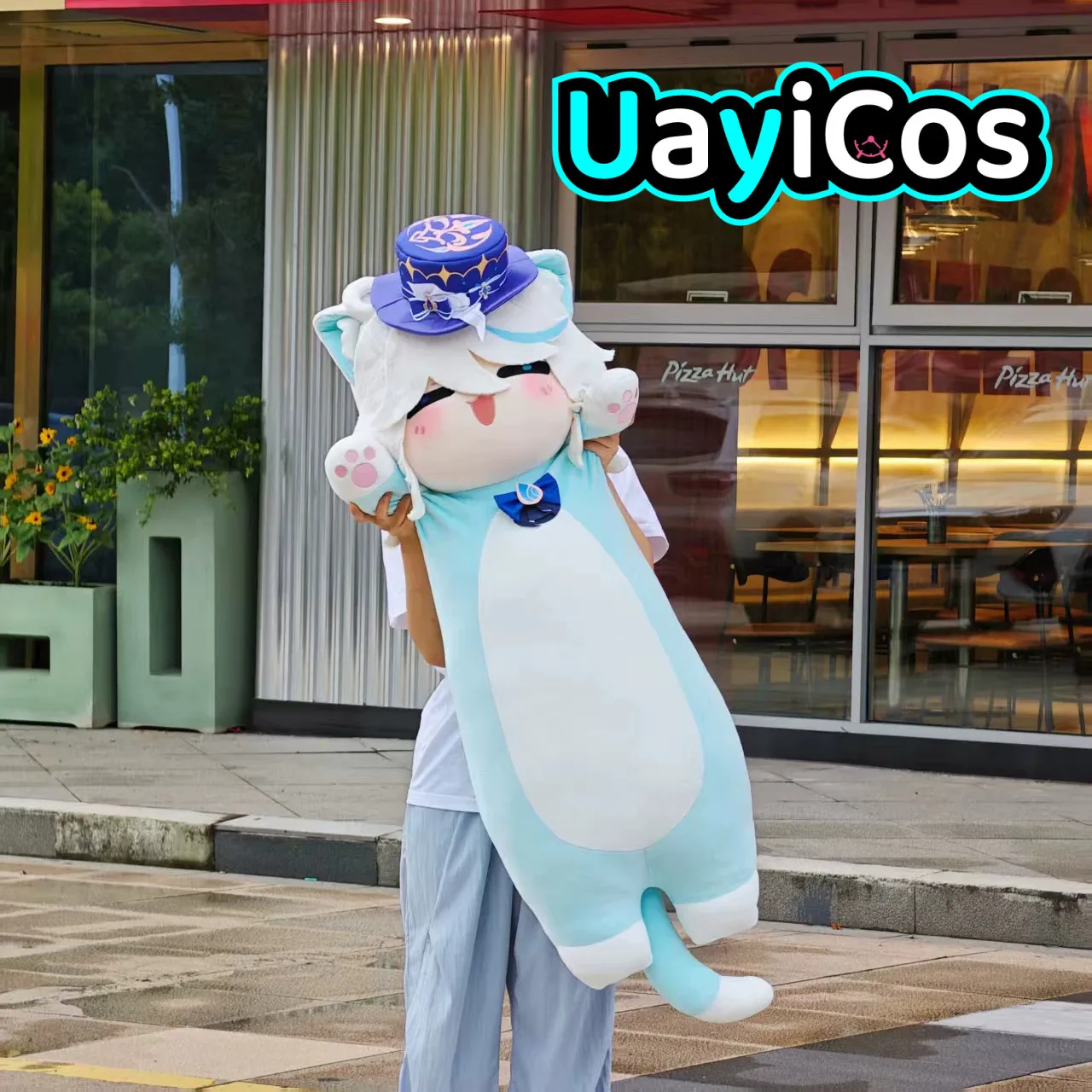 120cm Genshin Impact Furina Cat Pillow Cushion Stuffed Plushie Doll Clothes Anime Game Ornament Toy Gifts Cosplay Costume