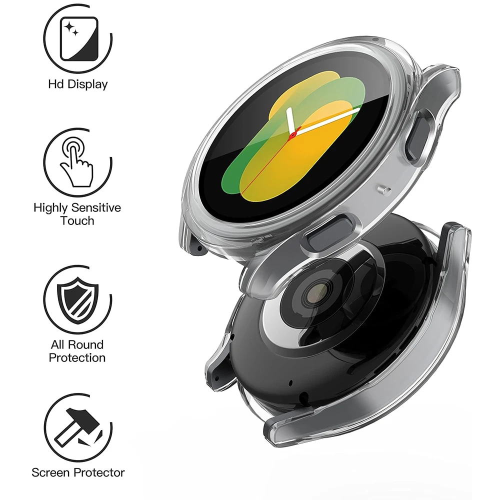 Screen Protector Case for Samsung Galaxy Watch 5 4 40mm 44mm Matte Hard PC Case+ Tempered Glass Full Protective Cover Bumper.