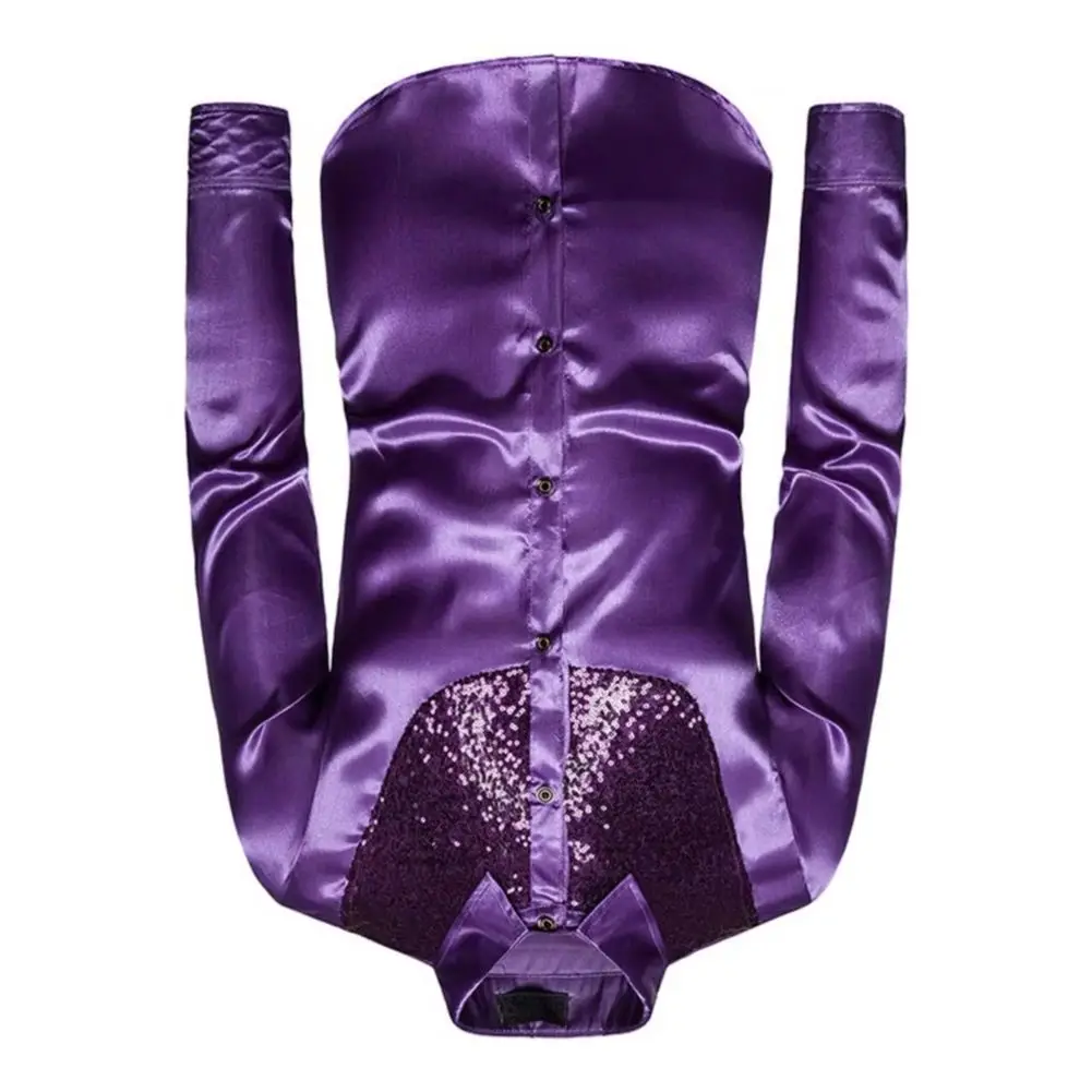 

Men's Shirt Sequin Performance Host Emcee Lapel Long Sleeved Shirt Vintage Button-up Disco Nightclubs Party Glossy Shirts 2025