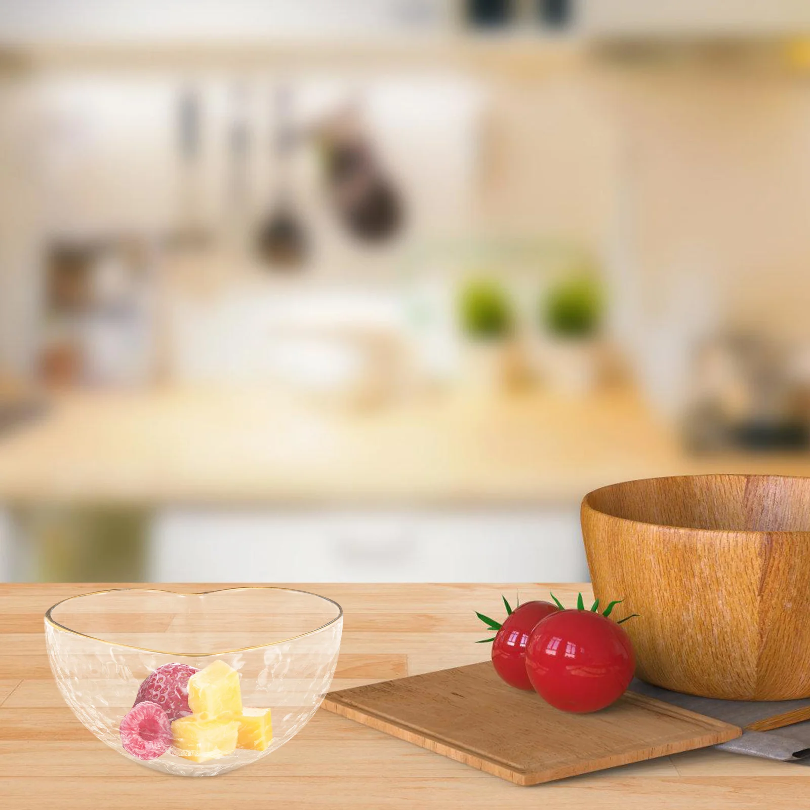 

3Pcs Transparent Love Heart Glass Bowls Heat Resistant Salad Dessert Fruit Food Storage Bowls for Catering Bar