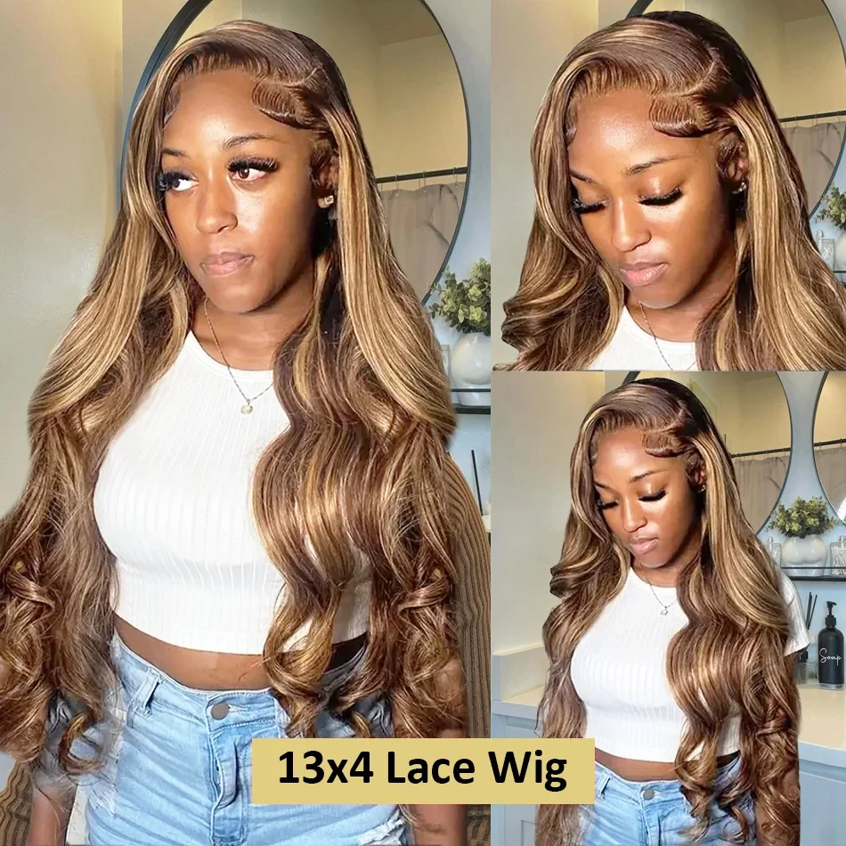 13x6 Highlight Body Wave Lace Frontal Wig Brazilian HD Transparent 13x4 Colored Front 100% Human Hair Wigs For Women Choice