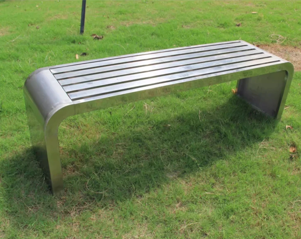 Outdoor Bench for Lawn Garden, Backless Patio Garden Bench,  Metal Frame