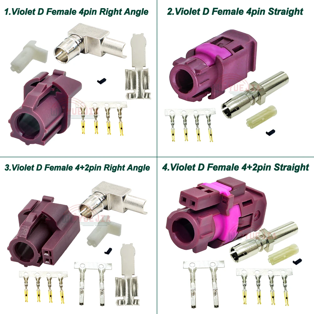 

Violet Coding D 4pin or 4+2 Pin Female Jack Straight Right Angle 100 ohm RAL 4004 HSD LVDS Connectors for Dacar 535 4-Core Cable