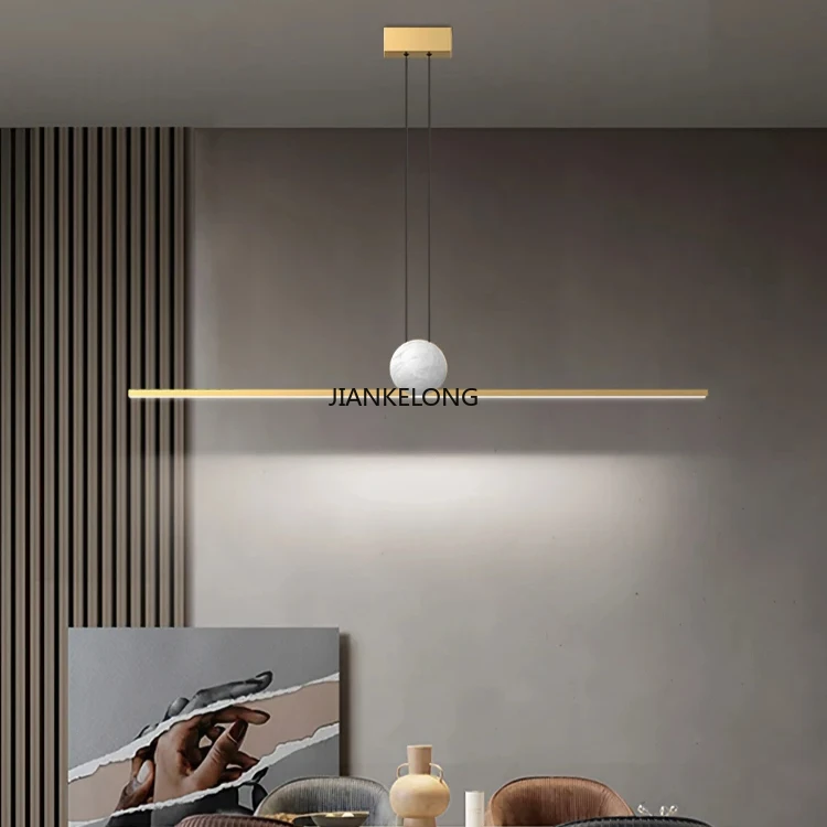 

Minimalist Long Strip Pendant Light Nordic Modern LED Hanging Lamps Restaurant Kitchen Island Home Decor Lighting Fixtures