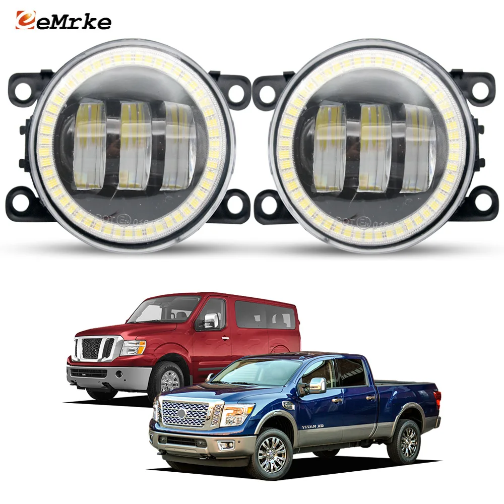 lentes-de-repuesto-para-faros-antiniebla-led-drl-para-nissan-nv3500-2019-2020-titan-xd-2016-2017-2018-2019-lampara-de-circulacion-diurna-ojo-de-Angel