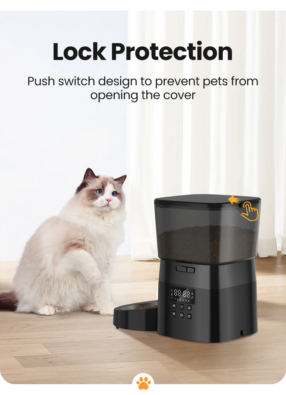 Automatic Pet Feeder 2L – Button-Control Dry Food Dispenser