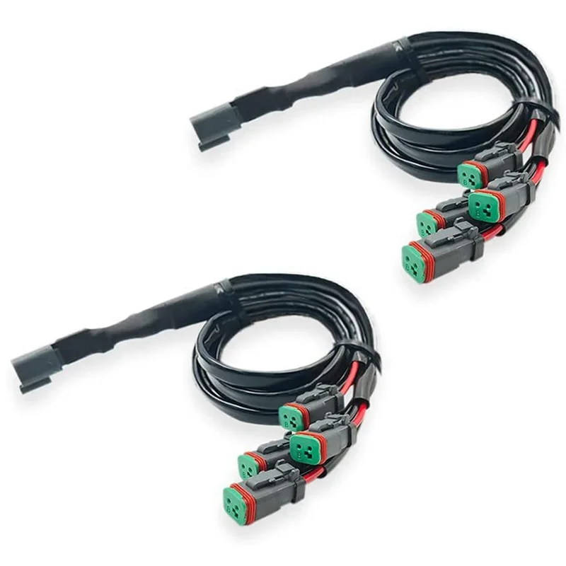 M93K-2 Lead 4 In1 Deutsch Dual Outputs DT DTM Female Connector Socket Adapters For LED Pod Lights LED Light Bar
