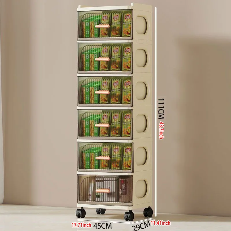 

Home Use Drawer Style Storage Cabinet Multi-layer Mobile Snack Organizer Plastic Cart Portable Food Storage Rack