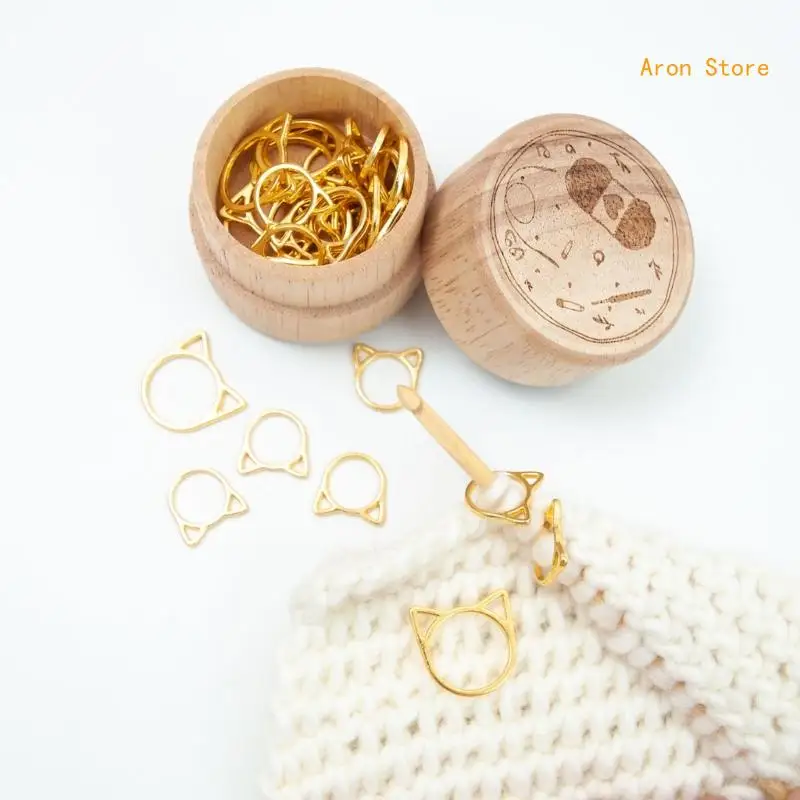 30 ชิ้น DIY ถักโครเชต์ Locking Stitch Marker หูแมวถัก Stitch แหวน H3CF
