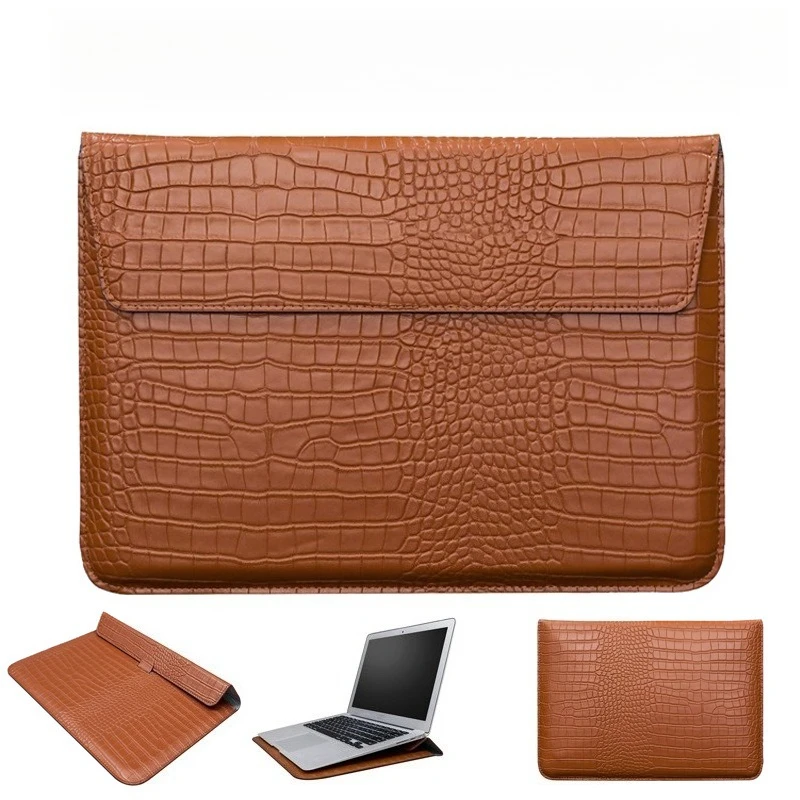 Magnetic Crocodile PU Leather Slim Laptop Sleeve Envelope Bag For Macbook Neo Pro Air 11 12 13 14 15 16 Inch M5 M4 M3 M2 M1 Case