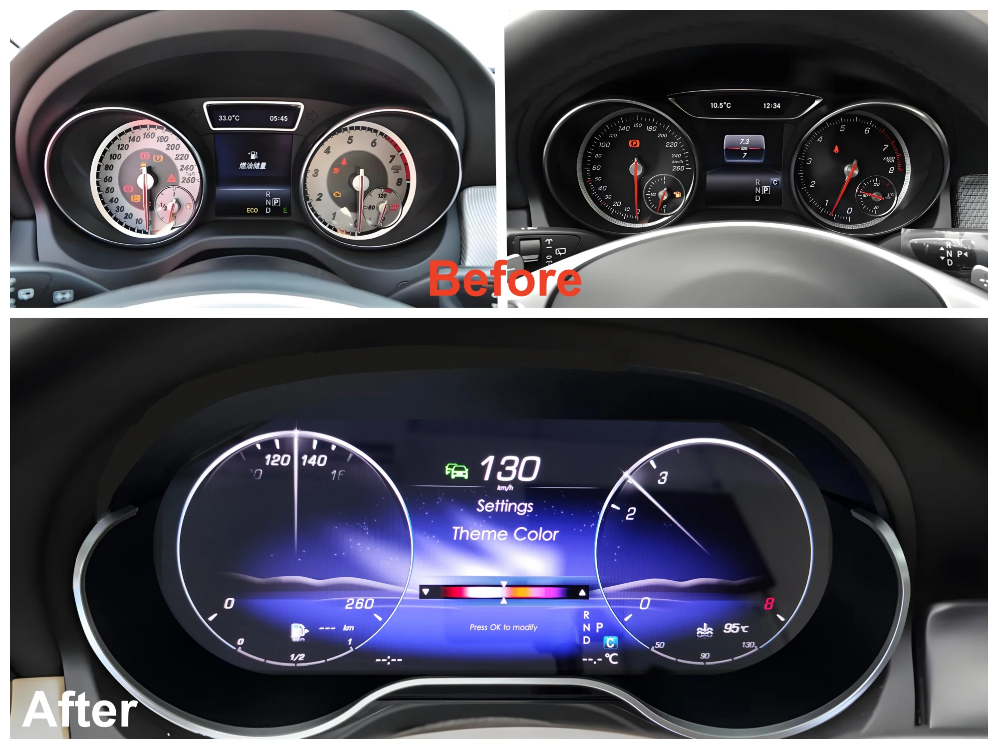 

12.3 INCH Speedometers Display Screen Instrument Panel For Mercedes BenzA W176 CLA X117 GLA X156 2014-2019 Linux LCD Digital