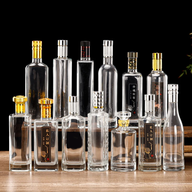 17 styles round shaped clear whiskey decanter barware Alcohol Bottle 500ML wine bottle for Liquor Scotch Bourbon