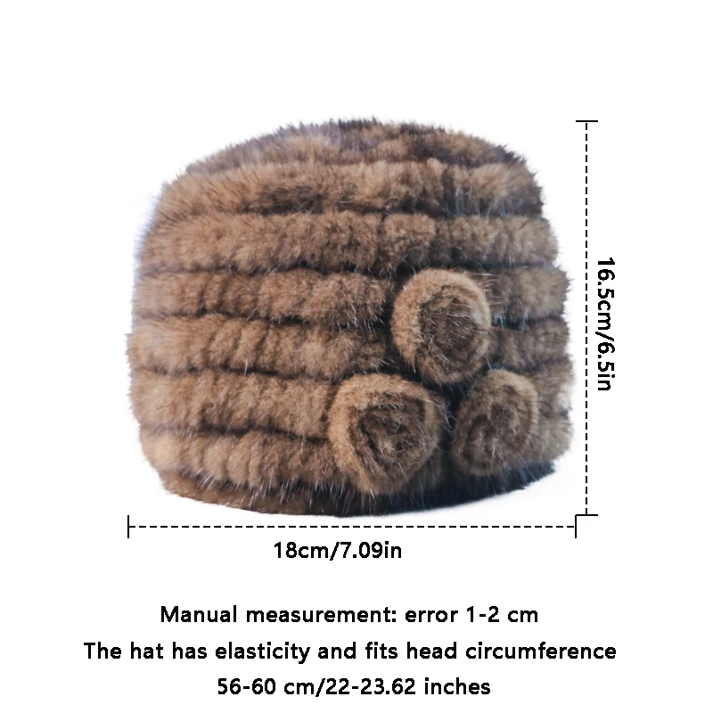 Neue Modische Echte Natürliche Damen Gestrickte Nerzmütze Handgefertigte Strick-Wintermütze Ohne Krempe – Detail 2