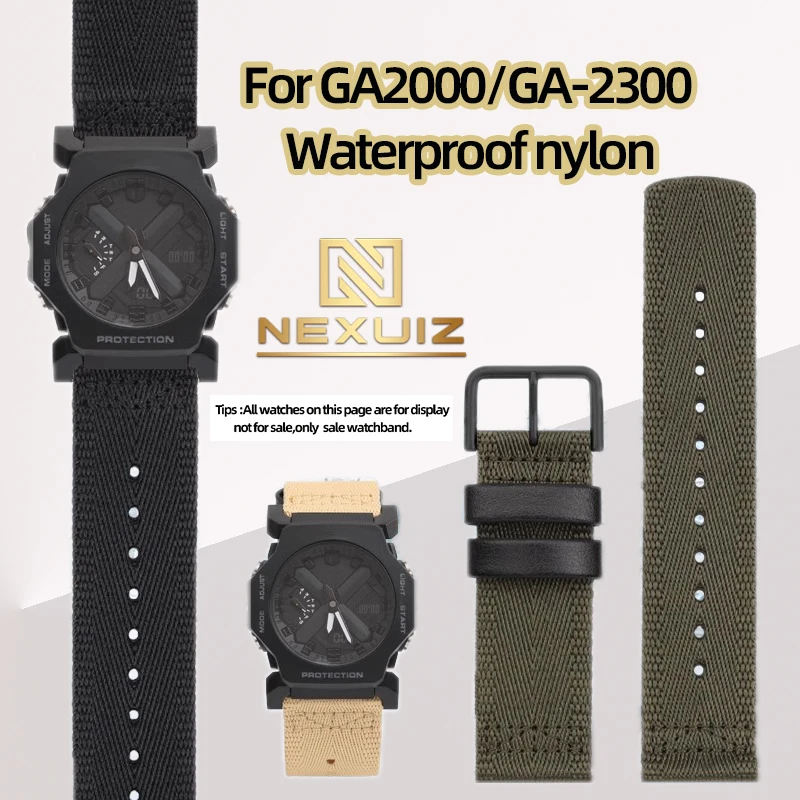 Black Armygreen Khaki Nylon Watch Strap For Casio G-SHOCK GA-2000/GA-2300  Canvas Watch Strap 24mm Men's Watch Accessory