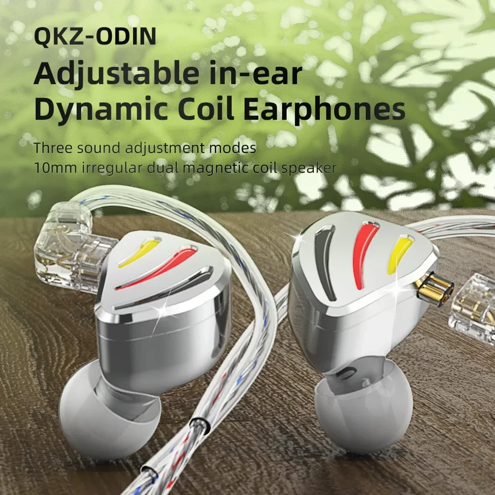 QKZ ODIN HiFi in Ear Earphones Tuning Tunable Wired Headphone Monitor Bass Headsets Switch Adjustment Earphone IEM Earbud NEW