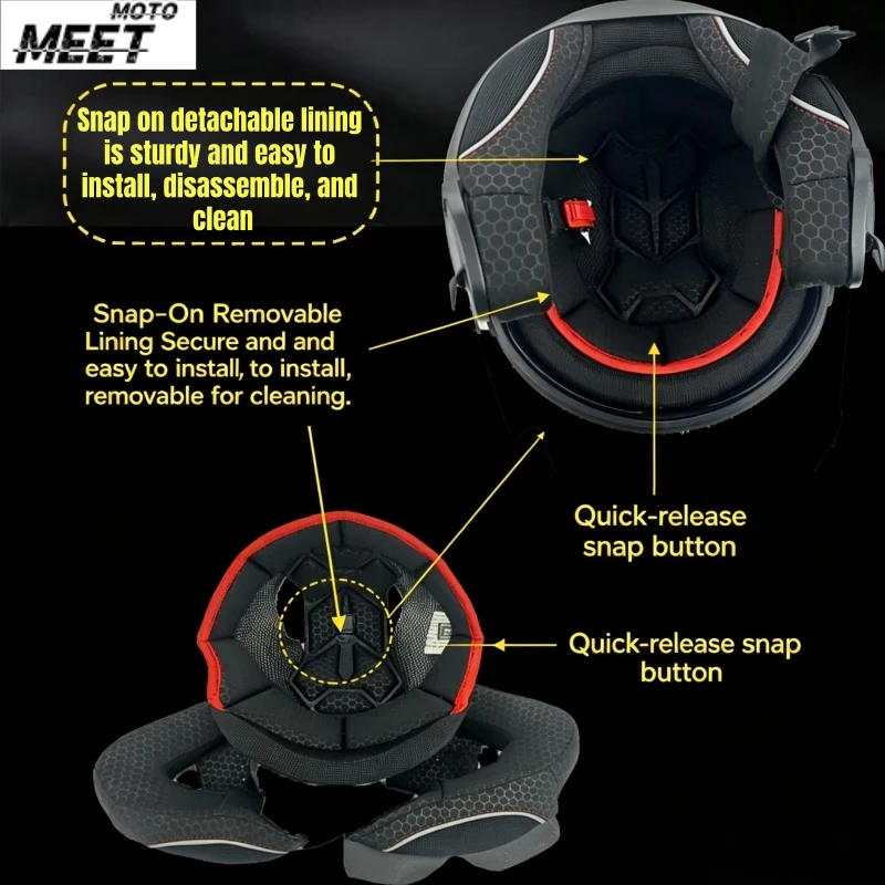 Motorcycle Helmet Accessories MTQ 588 Model Half Helmet Inner Lining Set with Top and Ears