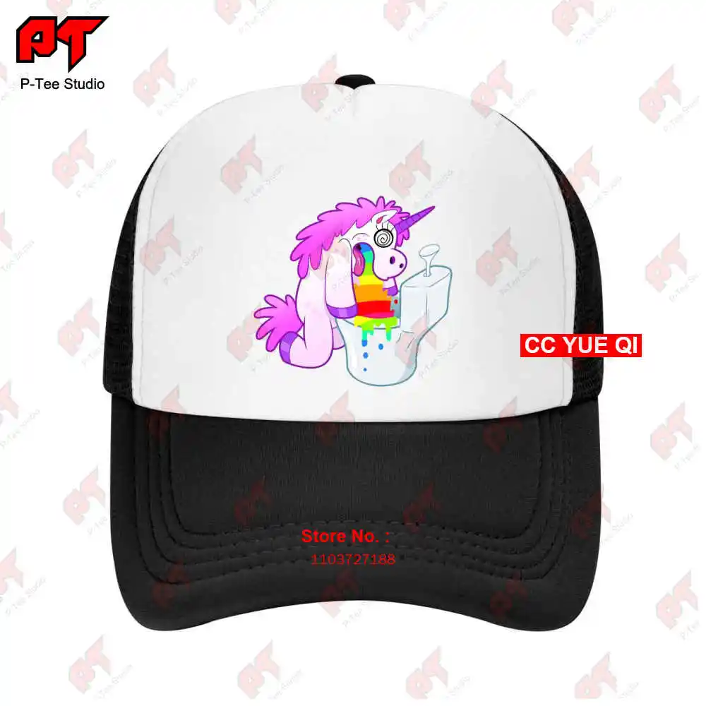 Hungover Unicorn Puking Rainbow Juice In Toilet Baseball Caps Truck Cap 5I2A