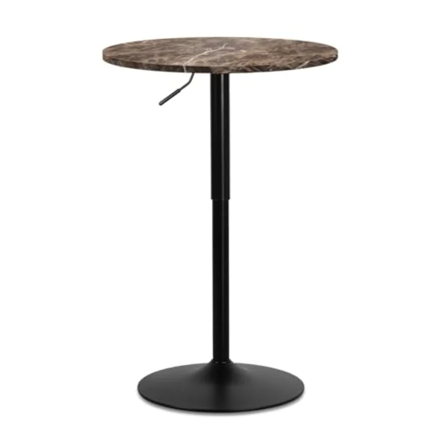 

Современный круглый барный стол с регулируемой высотой, коричневой столешницей и прочным основанием для дома, кухни, паба, ресторана, использования на открытом воздухе