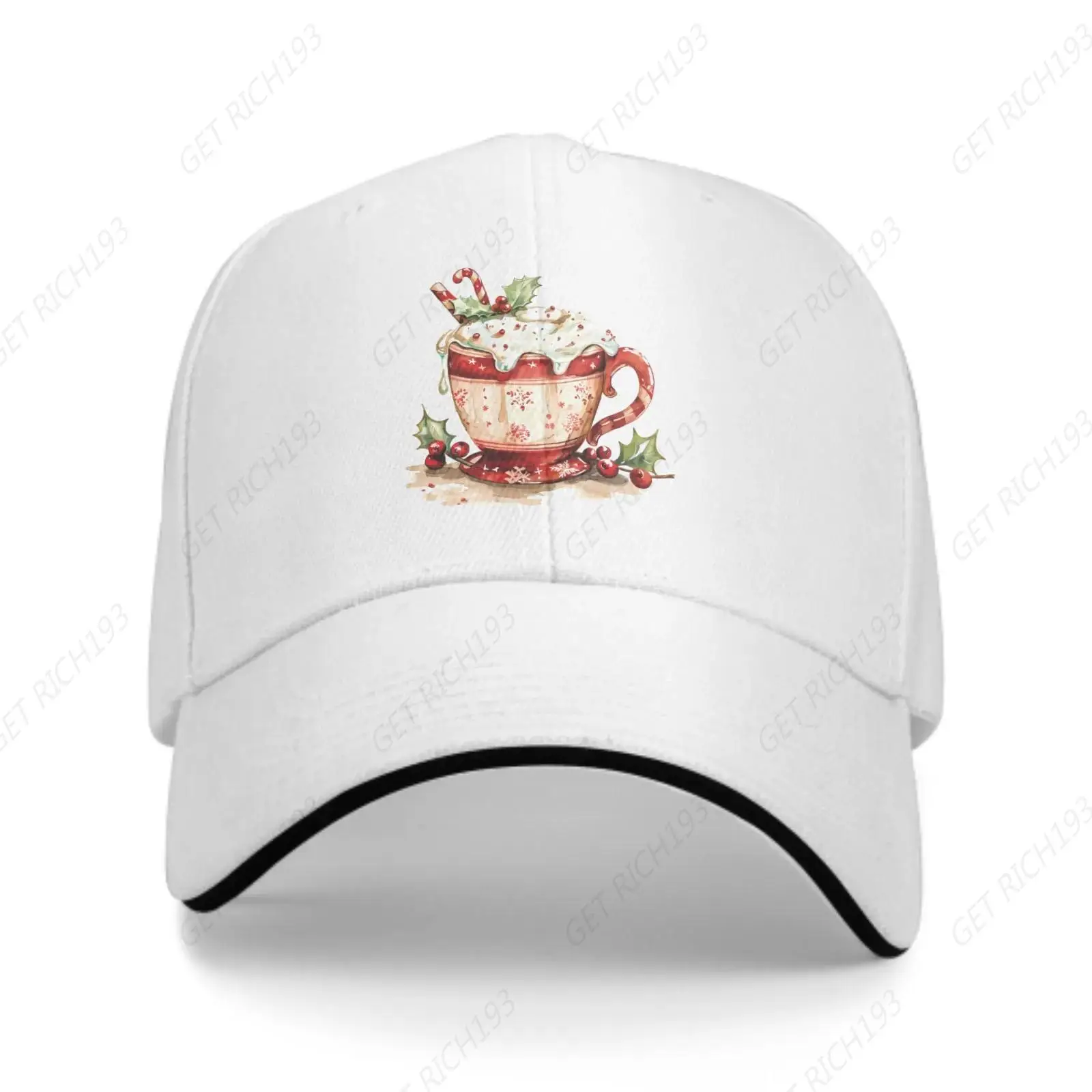 

Christmas Cherry Dessert Cup Duck Tongue Cap All Seasons Men'S Women'S Adjustable Caps Outdoor Travel Baseball Hat