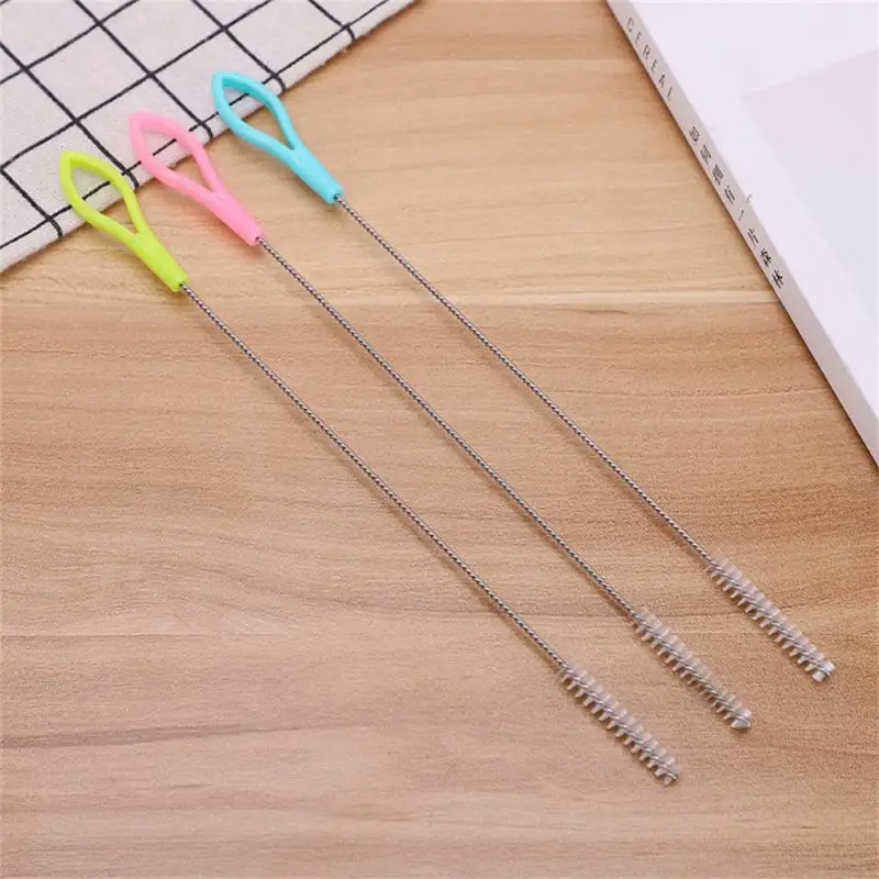 3pcs Suction Tube Brush Stainless Steel Tube Cleaner Brushes Tools Bottle Suction Tube Brush Water Cup Baby Nylon Tube Brush