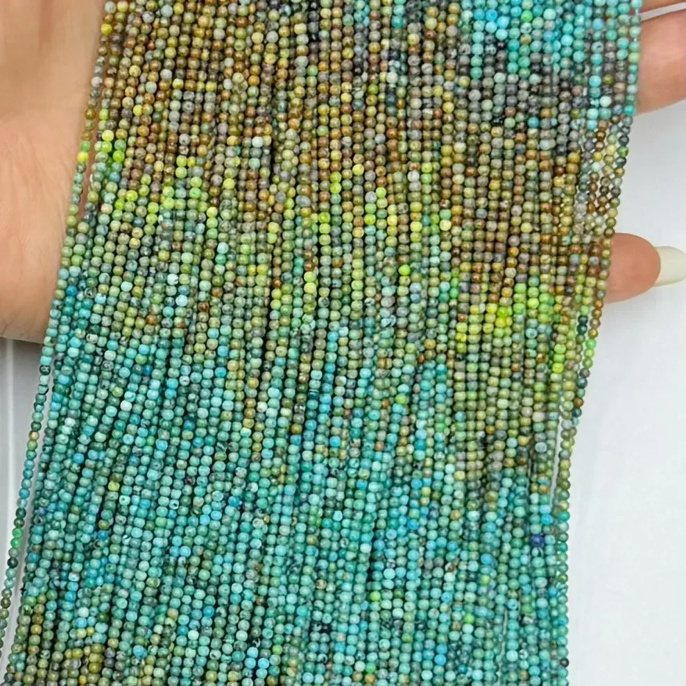 

Оптовая продажа, натуральные бирюзовые круглые свободные бусины Hubei, энергетические ювелирные изделия, браслет, ожерелье, 38 см, аксессуары для женщин