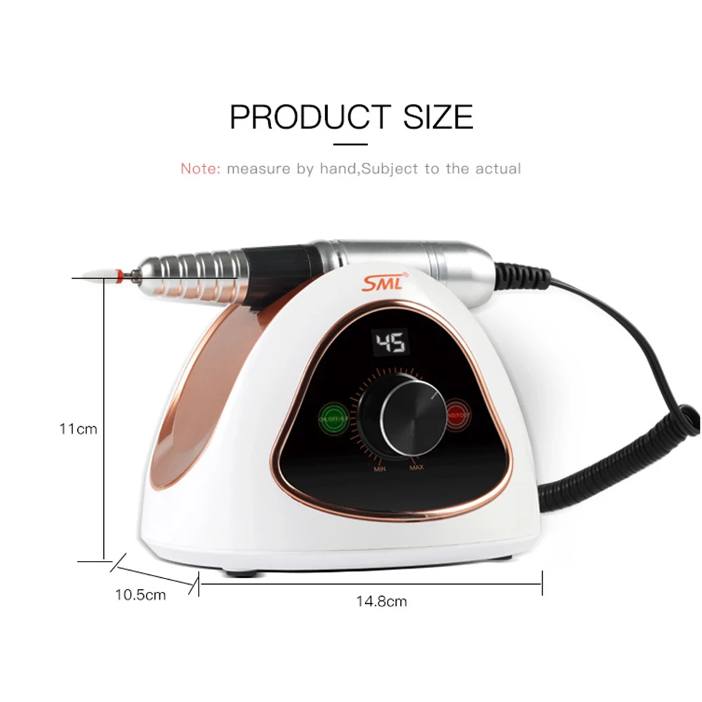 45000RPM Professional Manicure Drill Machine Electric Nail Lathe Sander File for Gel Nails Polishing Home Manicure Salon Tools