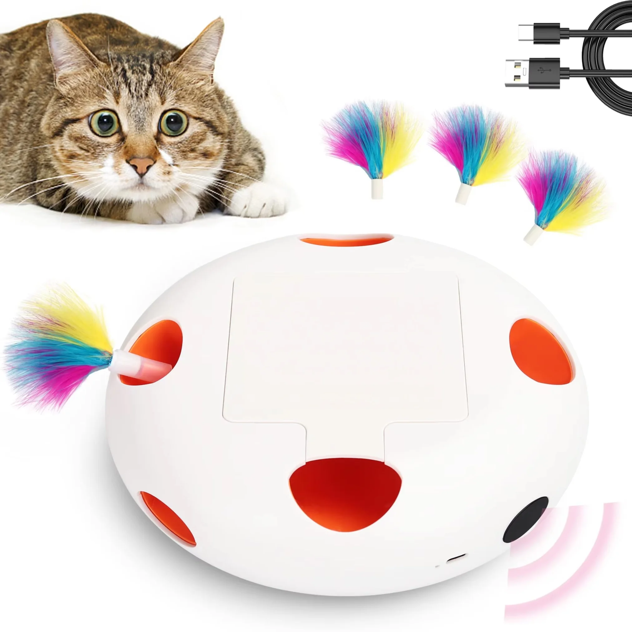 

Cat Toys, Interactive Cat Toys for Indoor Cats, Smart Interactive Kitten Toy, Automatic 7 Holes Mice Whack-A-Mole