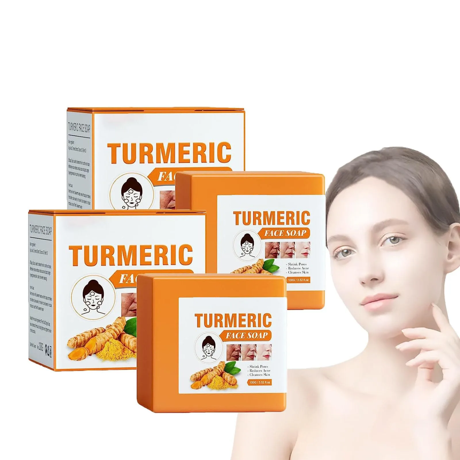 Soap Bar For Face & Body,Underarms,Reduces Acne Fine Lines,Fades ,Face WashSoap Repairing Smoothing Skin Turmeric Face Soap