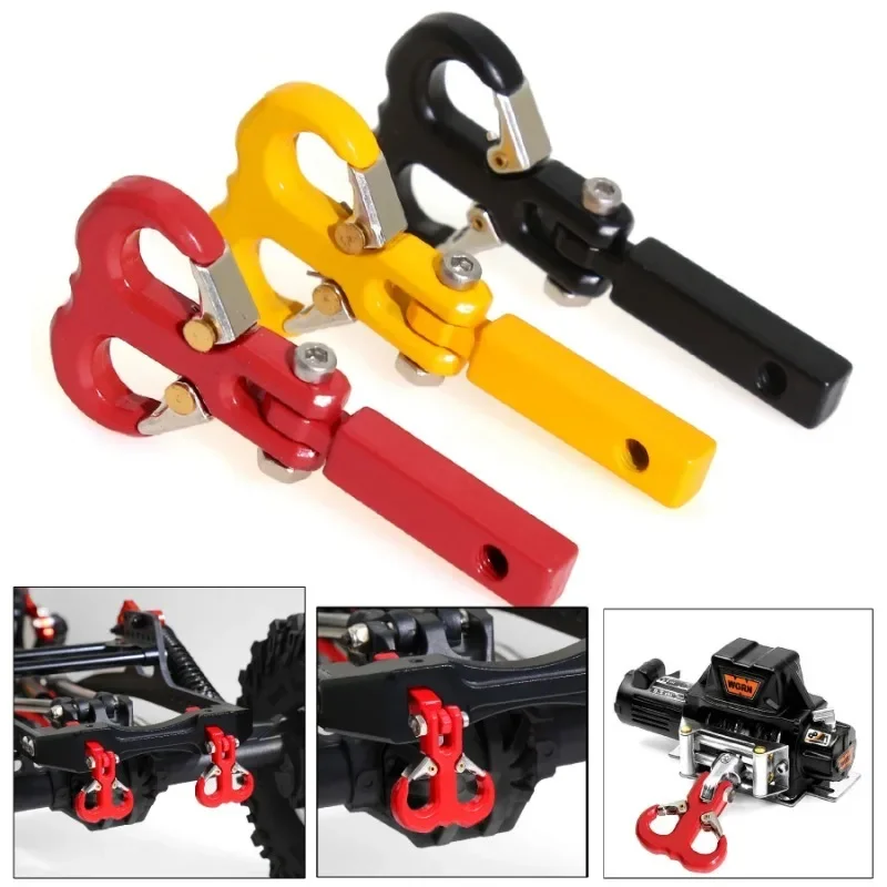 Metal Winch Bumper Tow Trailer Hook Drop Hitch Receiver for 1/8 1/10 RC Crawler Car Axial SCX10  TRX4 Parts