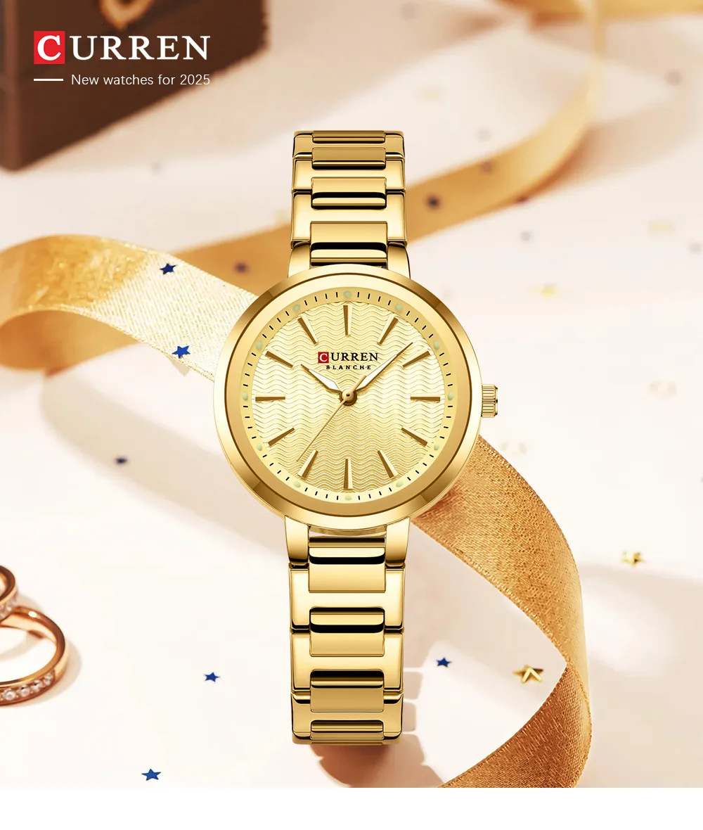 CURREN Elegante Schlichtheit Quarz-Zifferblatt-Uhr für Damen Schlankes Luxus-Zifferblatt mit Leuchtzeigern Armbanduhr für Damen – Detail 2