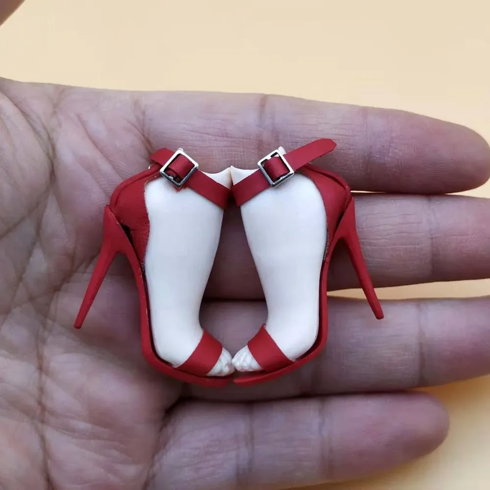 

1/6 Scale Red High-heel Shoes with Feet Model for 12in Pale Color Phicen Tbleague HT JIAOUL Doll Action Figure Toys