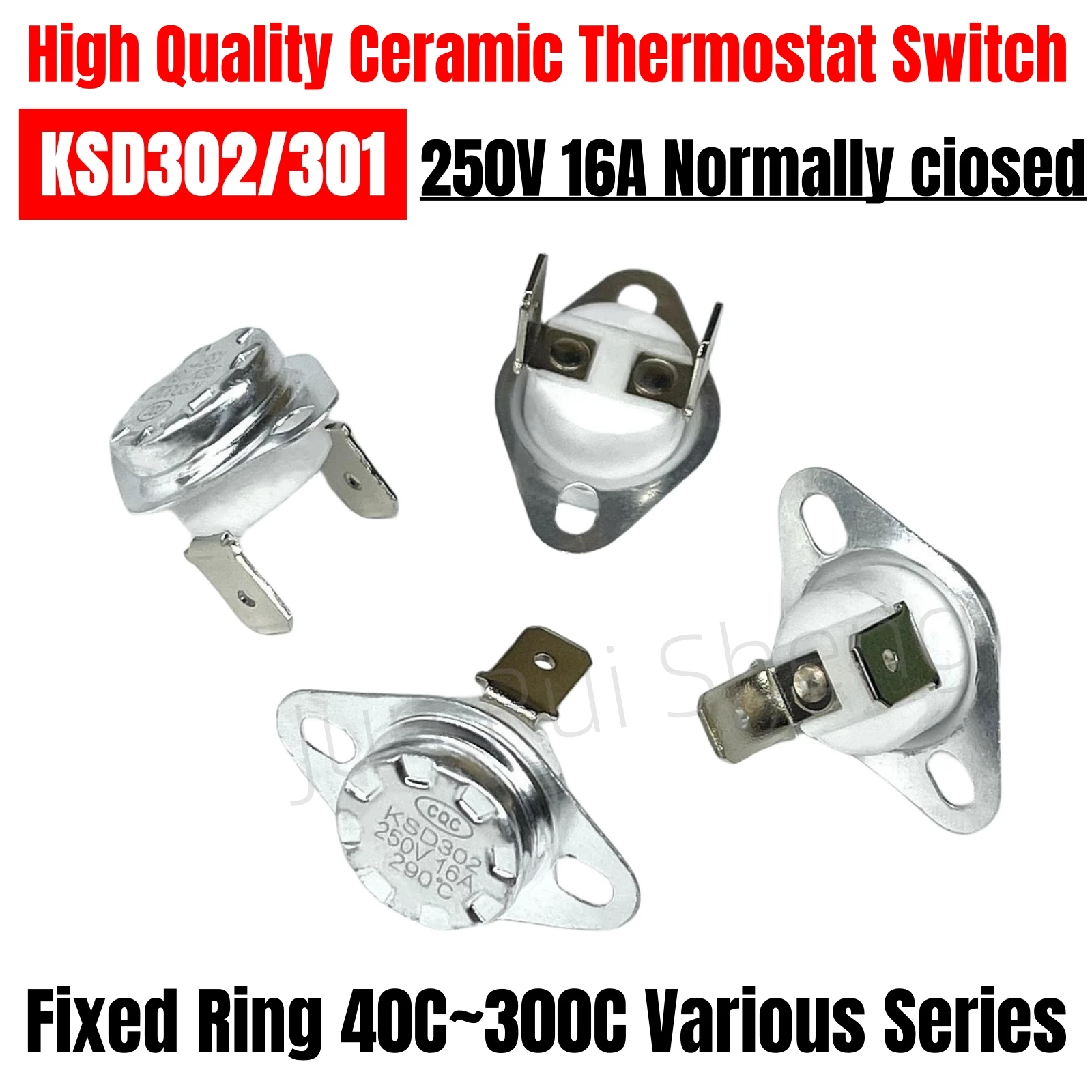 2PCS Ceramic Thermostat Switch KSD302 KSD301 16A 250V Normally Closed NC Temperature Controller 40~290C Thermal Protector Sensor